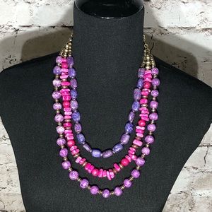🆕⬇️Chico Triple Strand Purple/Pink Necklace